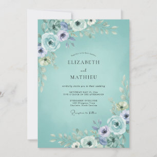 Convite Casamento Romântico Sereno Espuma do Mar