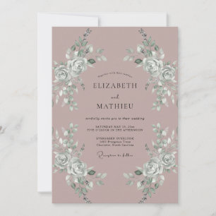 Convite Casamento Romântico Sofisticado com Tons de Malva