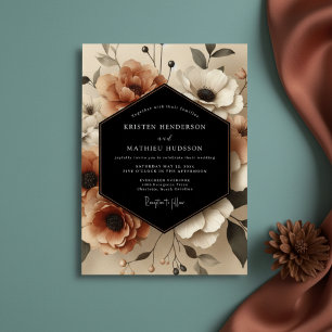 Convite Casamento Romântico Terroso Floral Siena