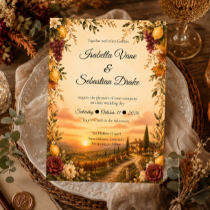 Convite Casamento Romântico Toscano