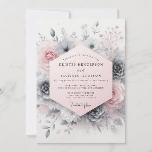 Convite Casamento Romântico Tranquilo Rosa Corado