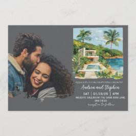 Convite Casamento Romântico Tropical na Ilha
