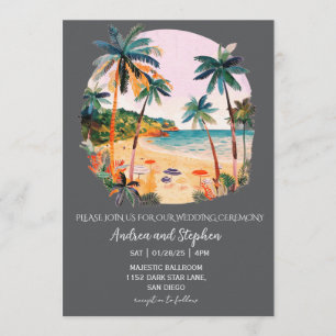 Convite Casamento Romântico Tropical na Ilha
