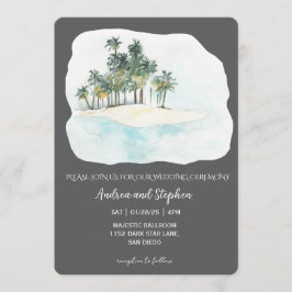 Convite Casamento Romântico Tropical na Ilha