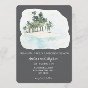 Convite Casamento Romântico Tropical na Ilha