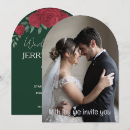 Convite Casamento Romântico Verde Personalizado