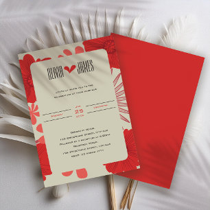 Convite Casamento Romântico Vermelho Floral