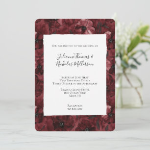 Convite Casamento Romântico Vermelho Floral Romântico