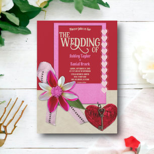 Convite Casamento Romântico Vermelho Namorados Decorativo