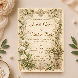 Convite Casamento Romântico Vintage com Copo-de-Leite