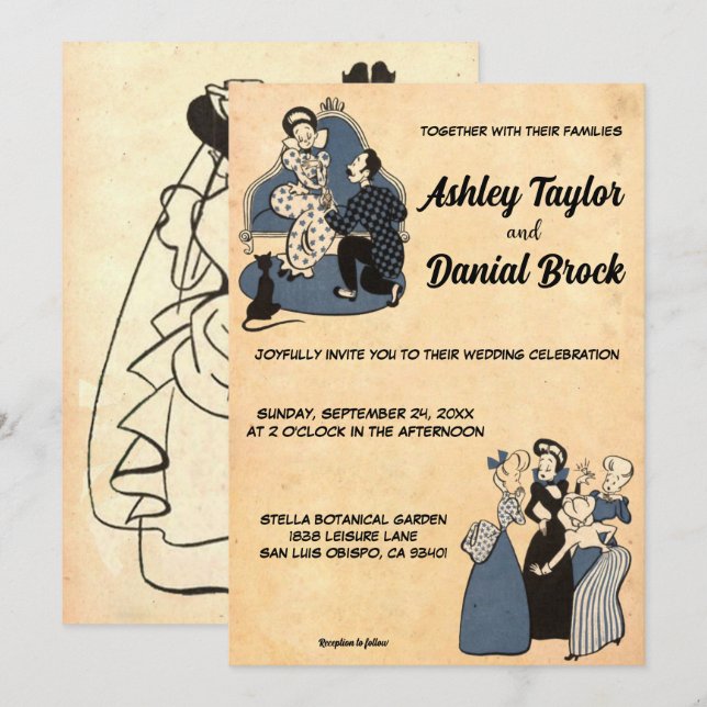 Convite Casamento Romântico Vintage Retro Rústico Antigo E (Frente/Verso)