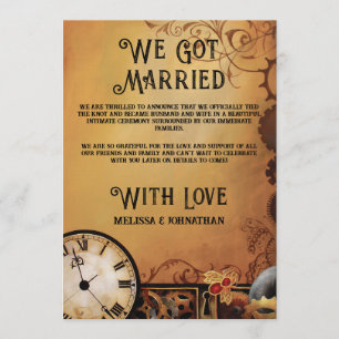 Convite Casamento Romântico Vintage Steampunk Vitoriano
