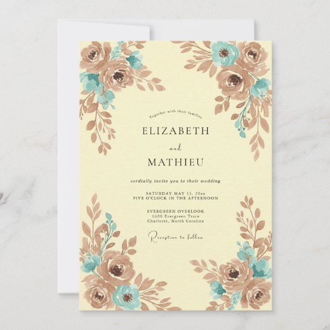 Convite Casamento Rosa Água Taupe (Frente)