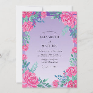 Convite Casamento Rosa Ámbar Fúcsia