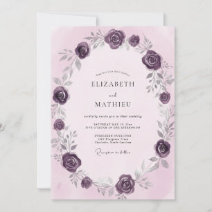 Convite Casamento Rosa Ameixa Profunda