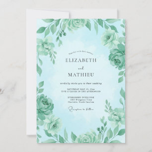 Convite Casamento Rosa Antiga Água Mint