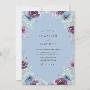 Convite Casamento Rosa Antiga Ameixa Periwinkle