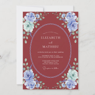 Convite Casamento Rosa Antiga Crimson Periwinkle