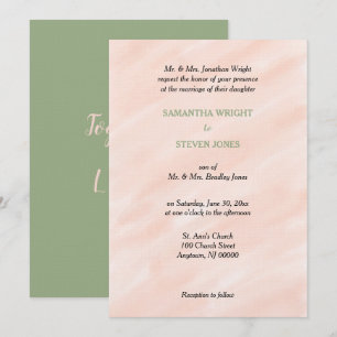 Convite Casamento Rosa Árvore de Salgueiro Verde em Aquare