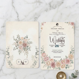 Convite Casamento Rosa Bege Boêmio Divino