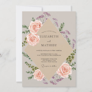 Convite Casamento Rosa Bege Champagne