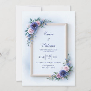 Convite Casamento Rosa Bege Dália Lavanda