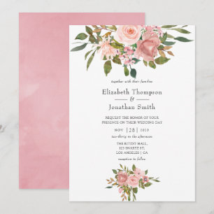 Convite Casamento Rosa Bege e Dourado Rosa