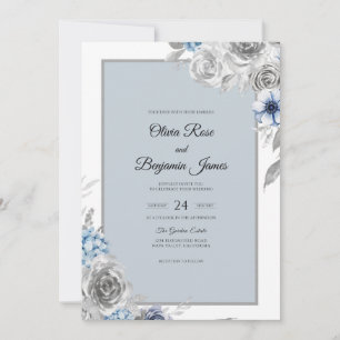 Convite Casamento Rosa Bege Prata Ardósia