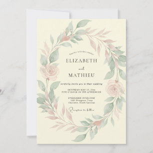 Convite Casamento Rosa Bege Sage