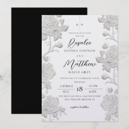 Convite Casamento Rosa Branca Moderna Personalizada & Pret