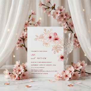 Convite Casamento Rosa Branco de Flor de Cerejeira