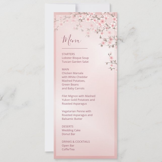 Convite Casamento Rosa Branco Flor de Cerejeira    (Frente)