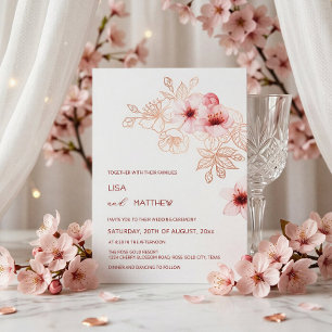 Convite Casamento Rosa Branco Flor de Cerejeira