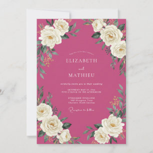 Convite Casamento Rosa Branco Fúcsia