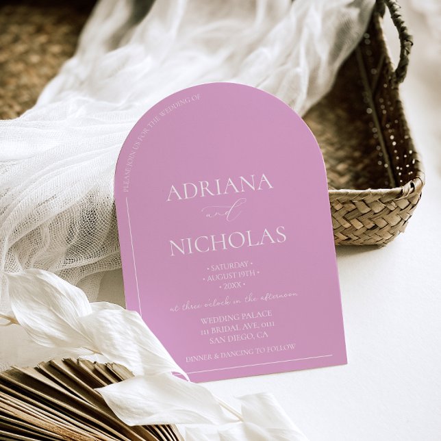 Convite Casamento Rosa Brilhante Moderno (Criador carregado)