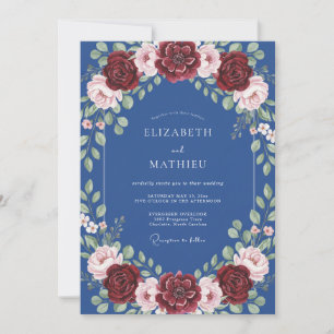 Convite Casamento Rosa Carmim Centáurea