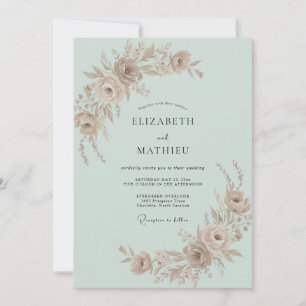Convite Casamento Rosa Champanhe Menta