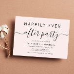 Convite Casamento Rosa Chic Depois da Festa<br><div class="desc">Casamento mínimo de rosas claro após convite de festas. "Feliz Festa Nunca Depois" é escrito em uma mistura de simples tipografia e uma moderna tradição com pestanas.</div>
