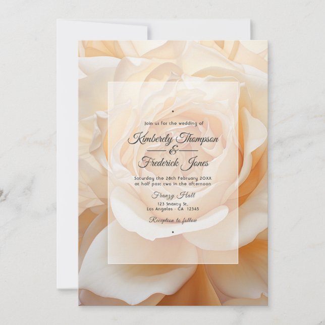 Convite Casamento Rosa Cor de Champanhe (Frente)
