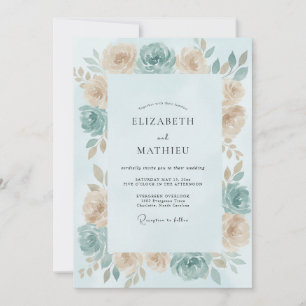 Convite Casamento Rosa Creme Aqua