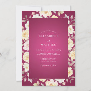 Convite Casamento Rosa Creme Magenta