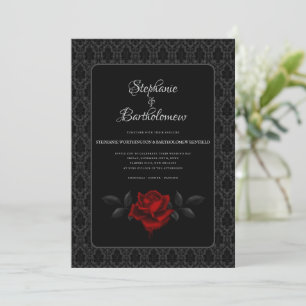Convite Casamento Rosa Damasco Preto Gótico