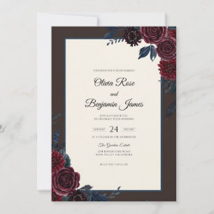 Convite Casamento Rosa de Chocolate Borgonha