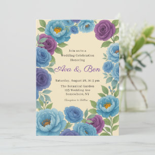 Convite Casamento Rosa de Lyon Blue Peony & Fig Purple
