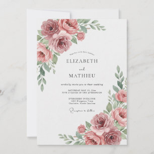 Convite Casamento Rosa Desbotada Empoeirada