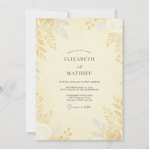 Convite Casamento Rosa Dourada Manteiga