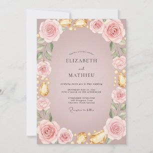 Convite Casamento Rosa Dourada Mauve Suave