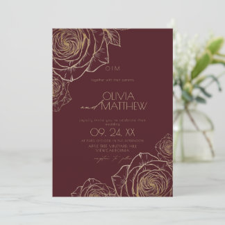 Convite Casamento Rosa Dourada Minimalista Moderno Mal-hum