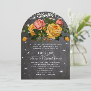 Convite Casamento Rosa e Amarelo Giz de Cera Rosa Herança