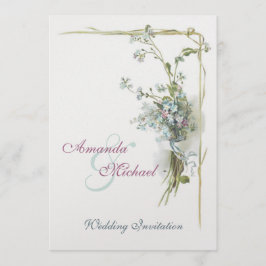 Convite Casamento rosa e azul esqueça-me-nots